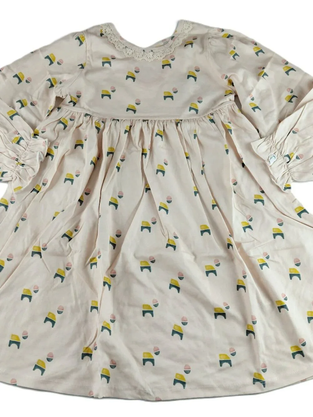 The Sunday Collective Long Sleeve A-Line Dress Girls 10Y Pale Rose Tan Pockets